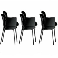 Confezione da 6 sedie Step con struttura epossidica nera e rivestimento Baly (tessile) o ecopelle in diversi colori con braccio a forcella